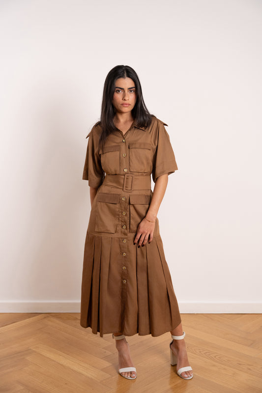 Robe midi en coton marron - Bach