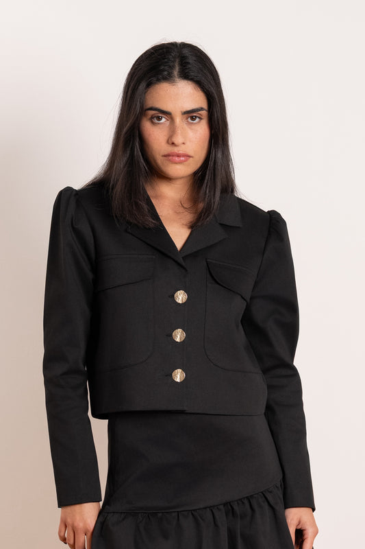 Veste courte en coton noir - Ava