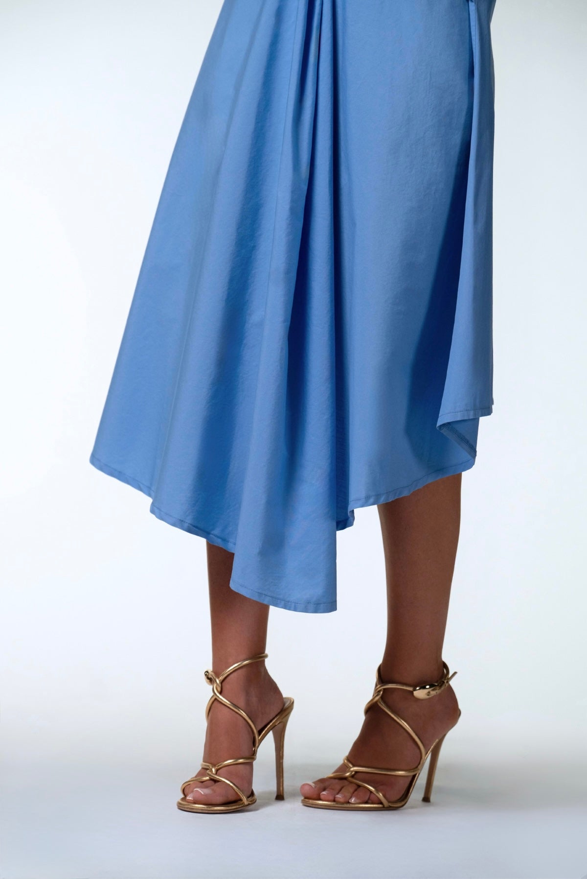 Robe asymétrique drapée bleue - Britt