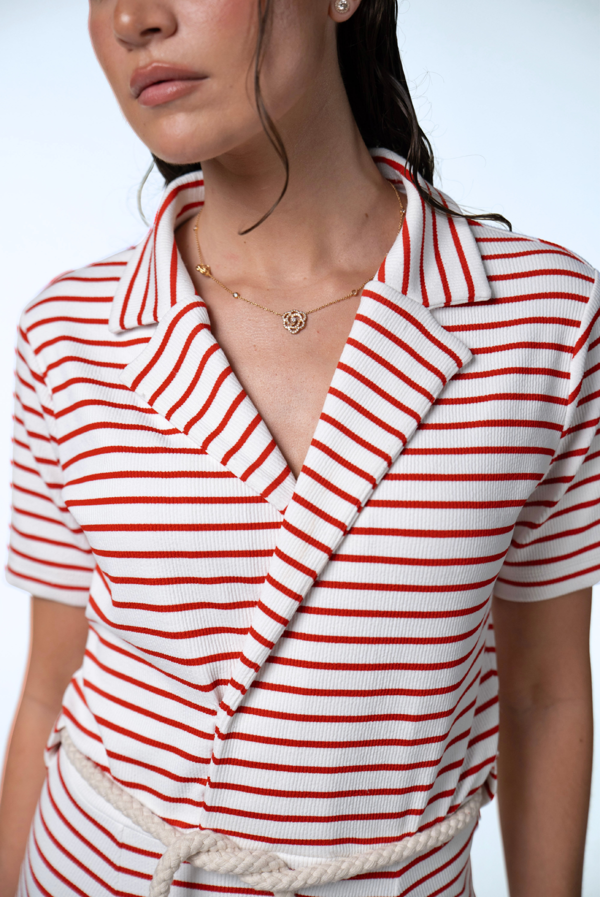 Robe marinière de bain modeste - BRIANA ROUGE