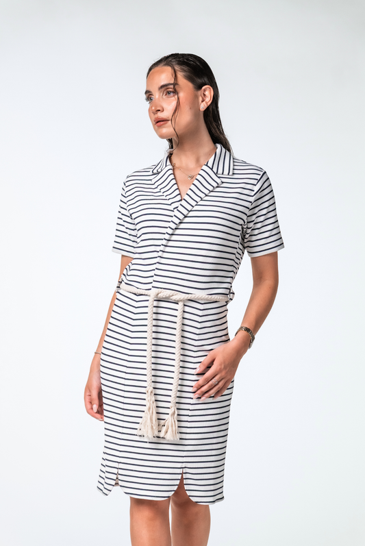 Robe marinière de bain modeste - BRIANA BLEUE