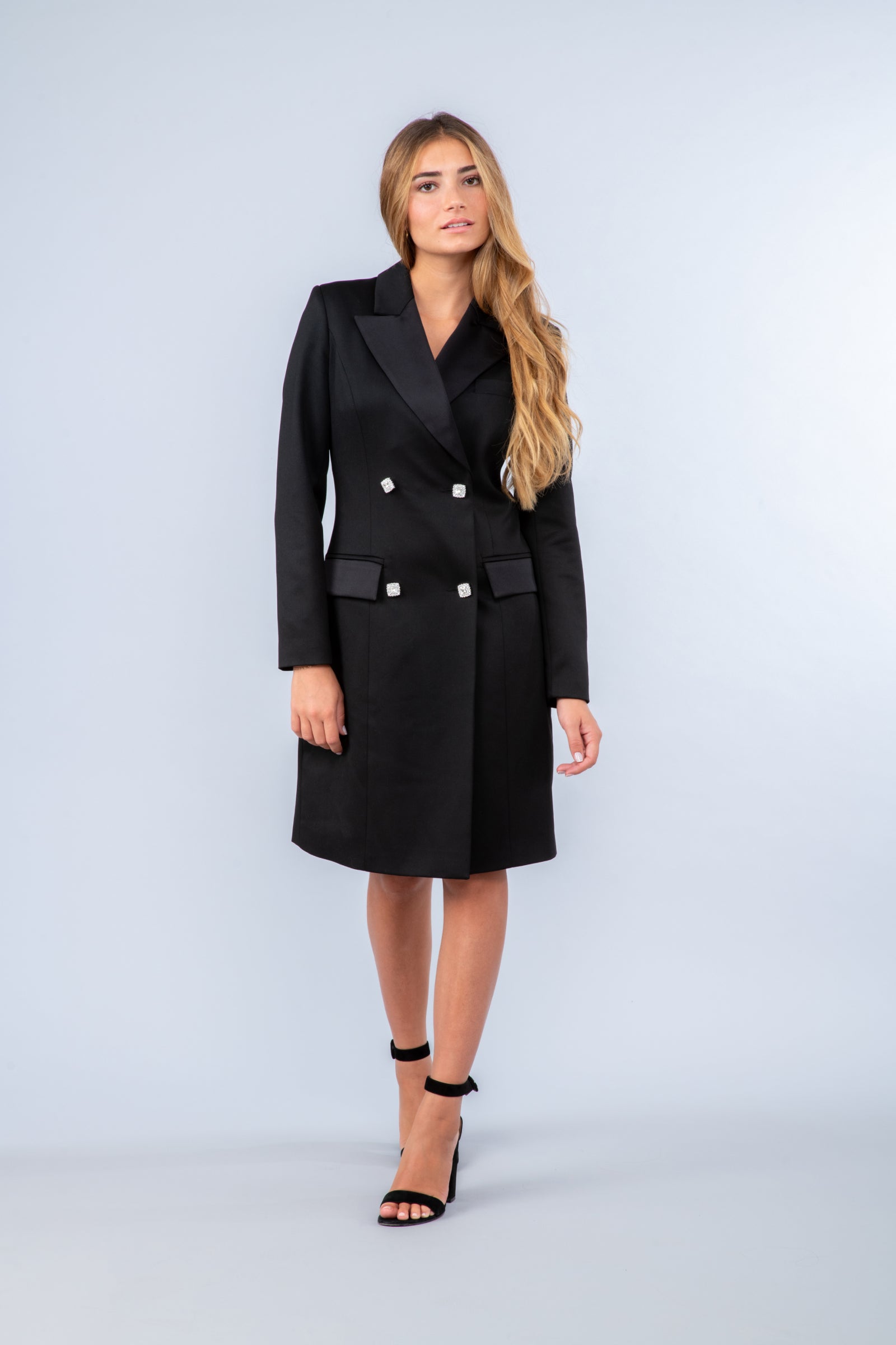 Robe blazer noire à bijoux - Andrea