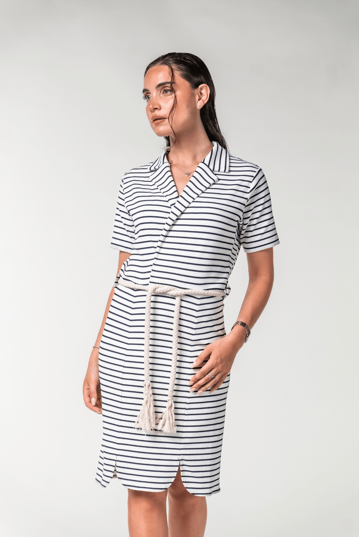 Robe marinière de bain modeste - BRIANA BLEUE