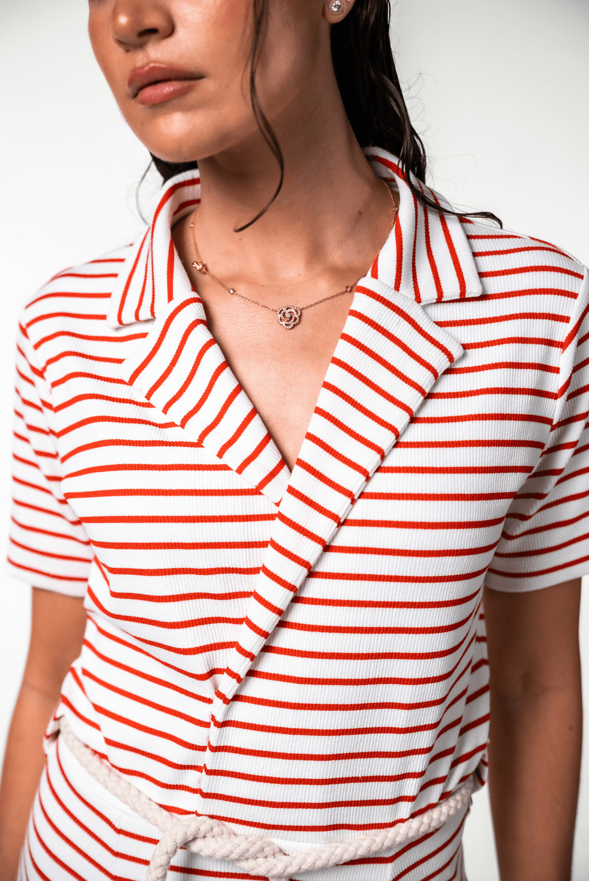 Robe marinière de bain modeste - BRIANA ROUGE