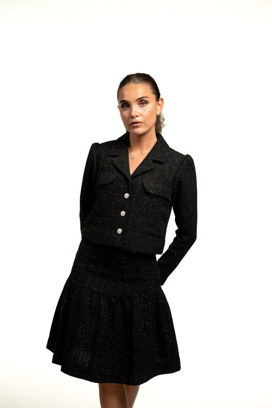 Veste courte en tweed noir - Ava