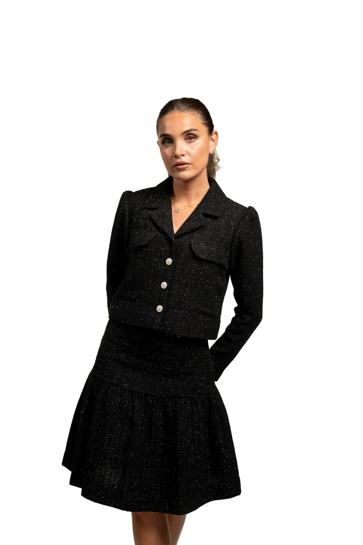 Black tweed cropped jacket - Ava