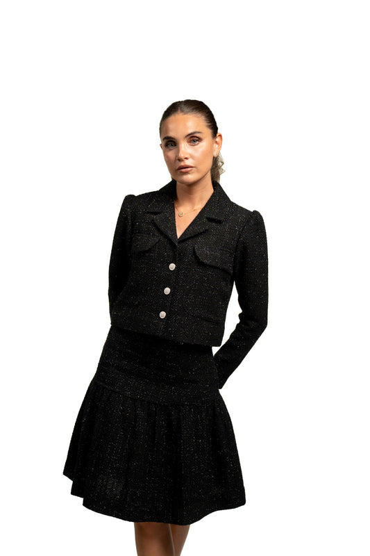 Veste courte en tweed noir - Ava