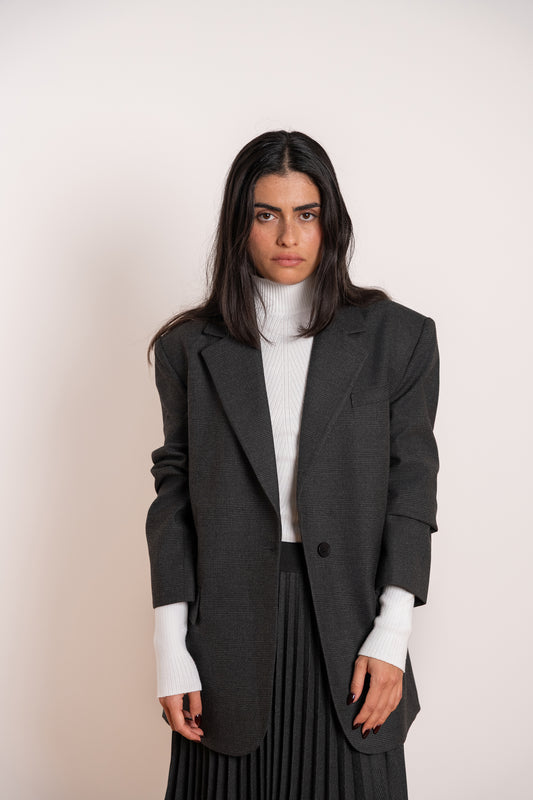 Veste de blazer oversize en flanelle grise - Ally
