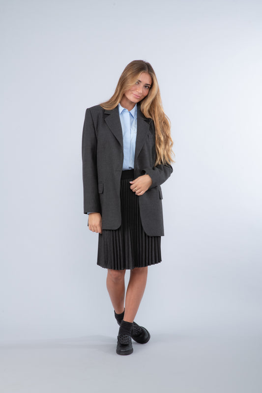 Veste de blazer oversize en flanelle grise - Ally