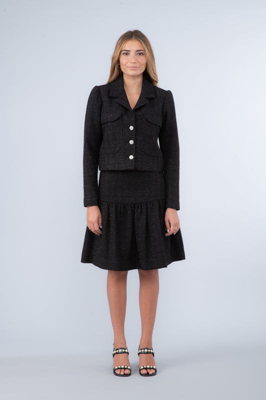 Jupe à volants en tweed noir - Anna