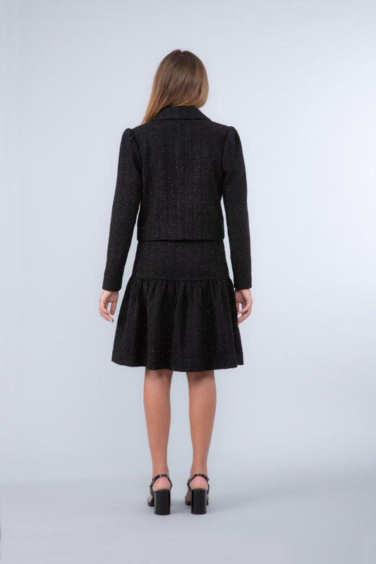 Jupe à volants en tweed noir - Anna