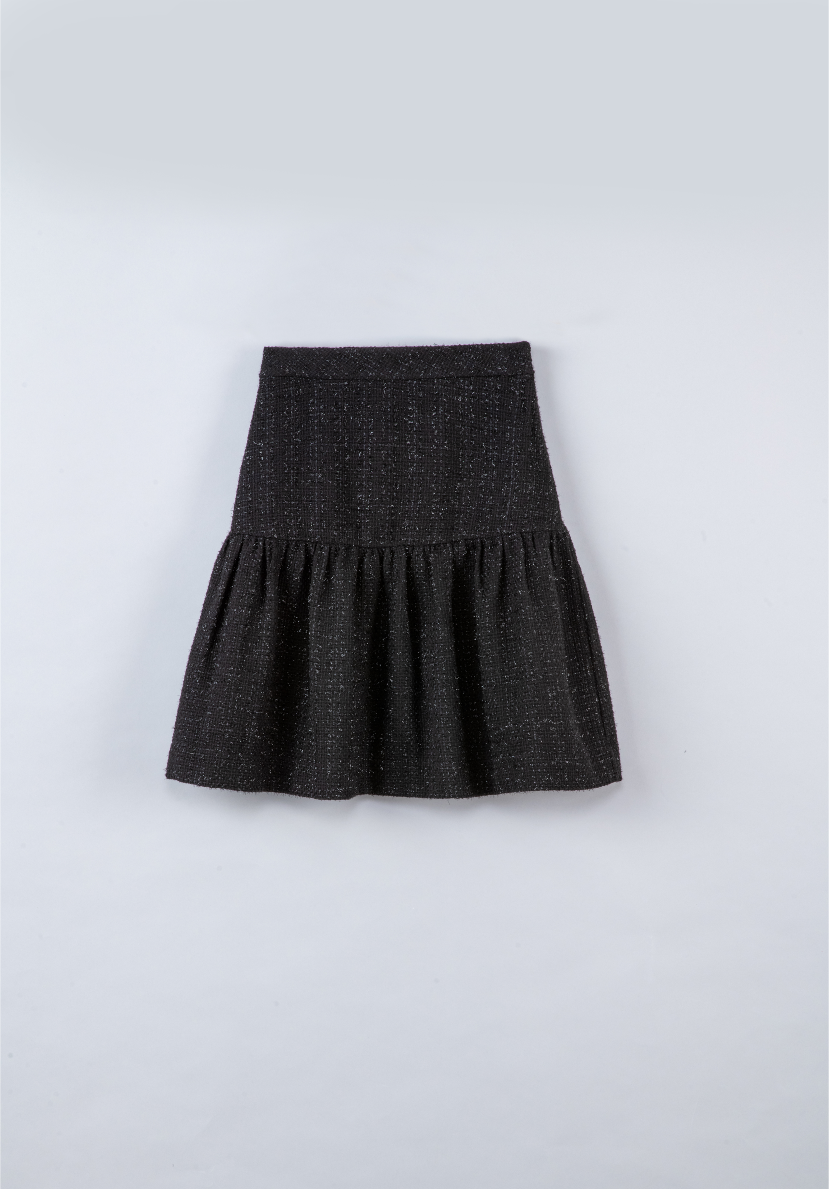 Jupe à volants en tweed noir - Anna