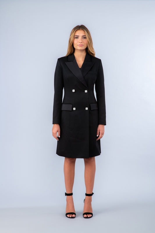 Robe blazer noire à bijoux - Andrea