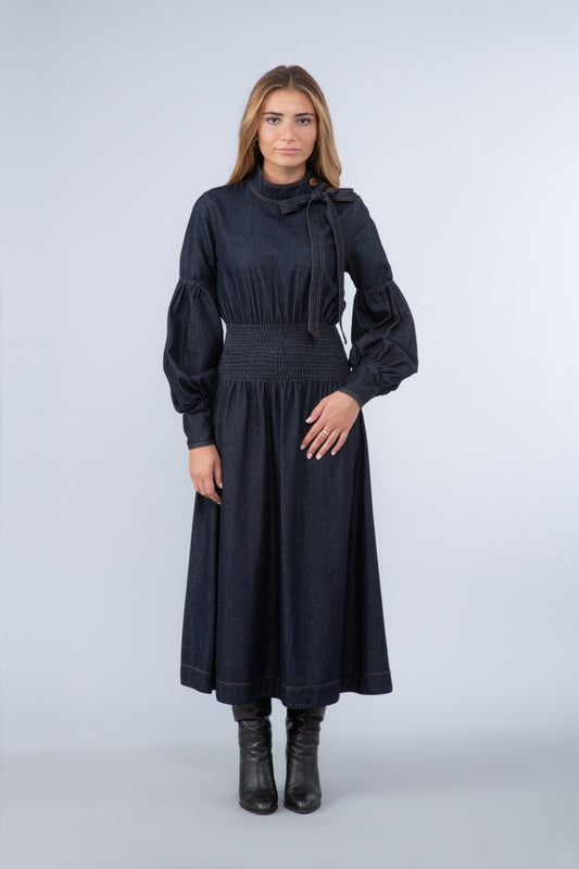 Robe longue en jean brut - Alya