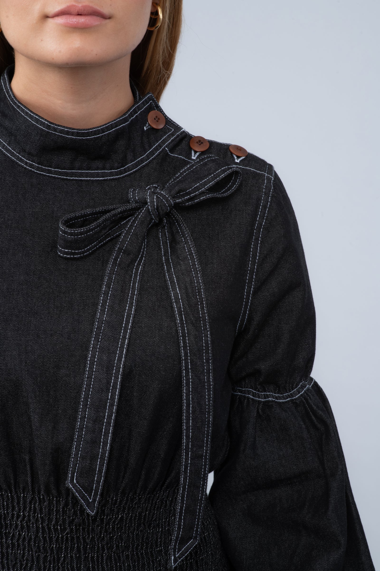 Robe longue en jean noir - Alya