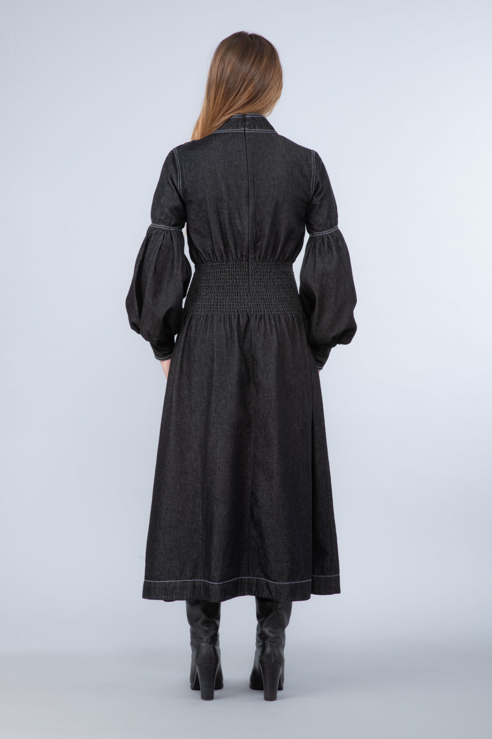 Robe longue en jean noir - Alya