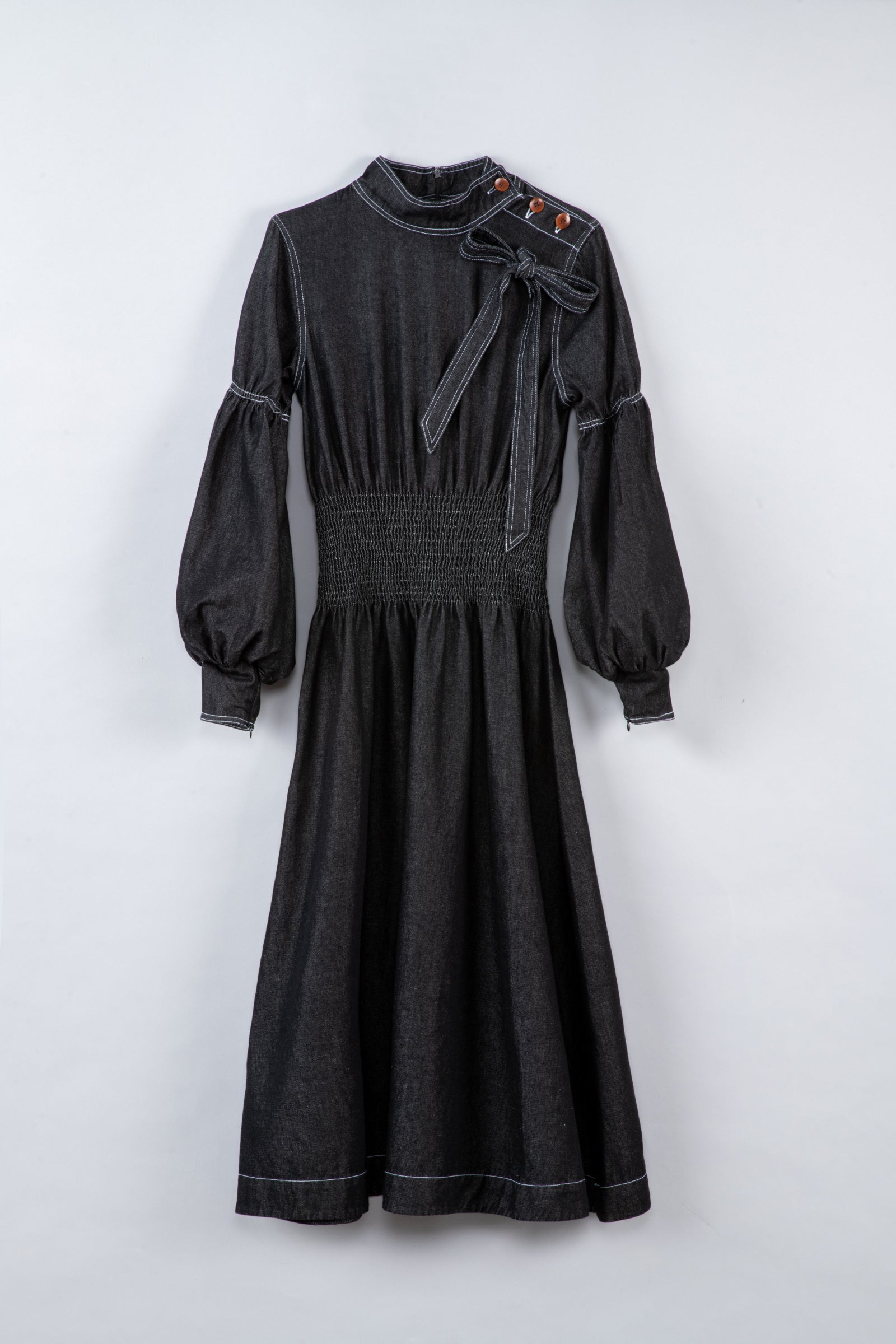 Robe longue en jean noir - Alya