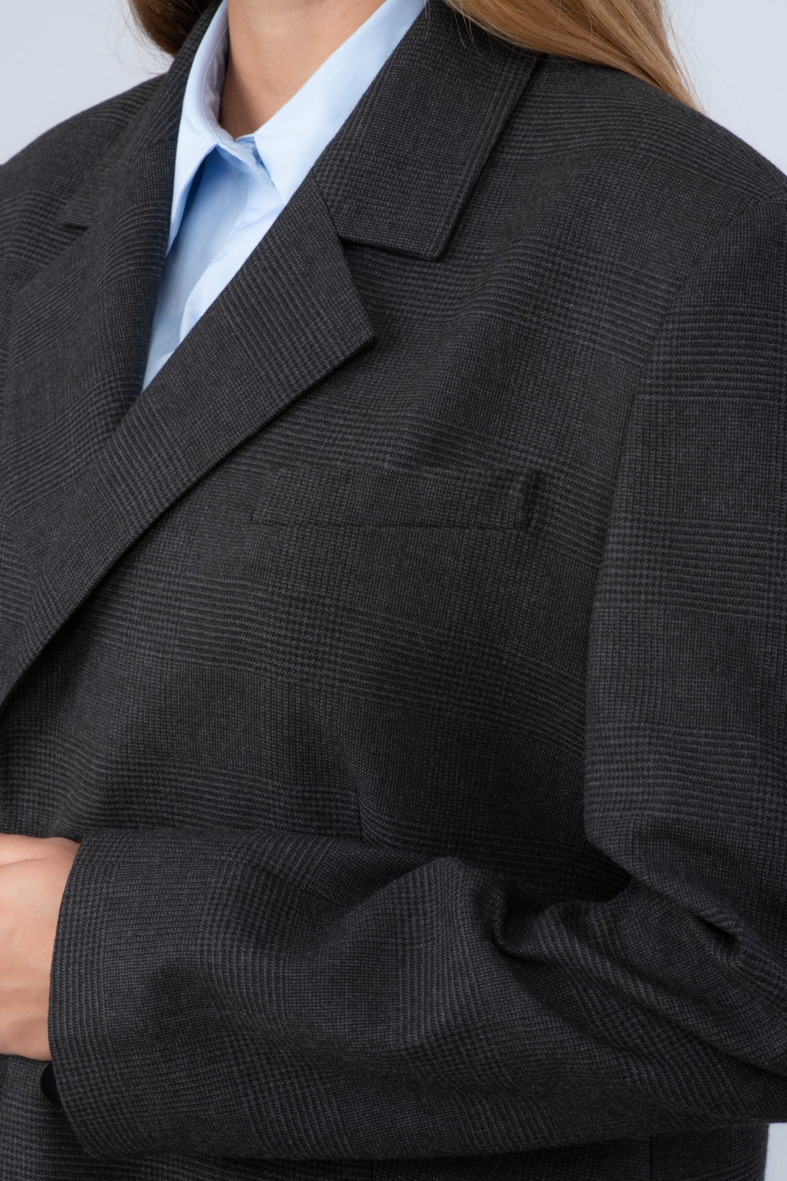 Veste de blazer oversize en flanelle grise - Ally