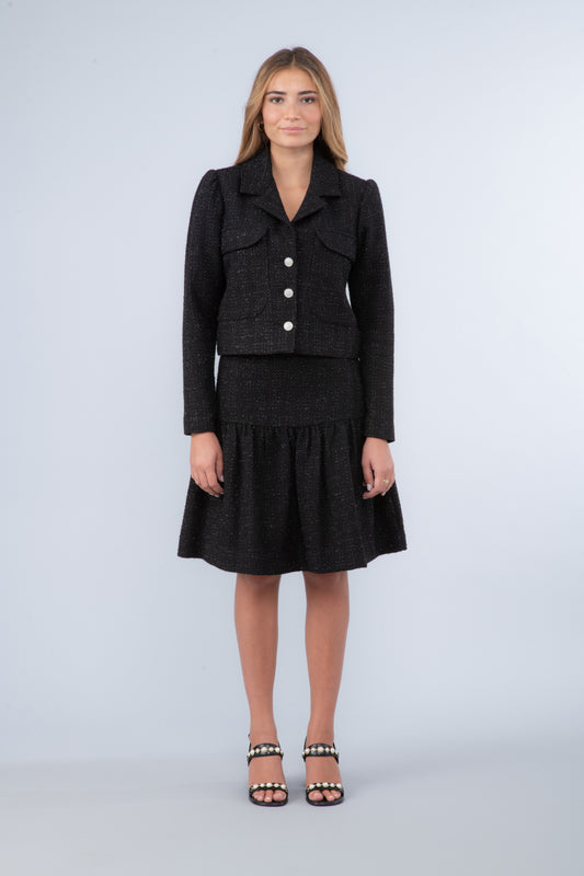Veste courte en tweed noir - Ava