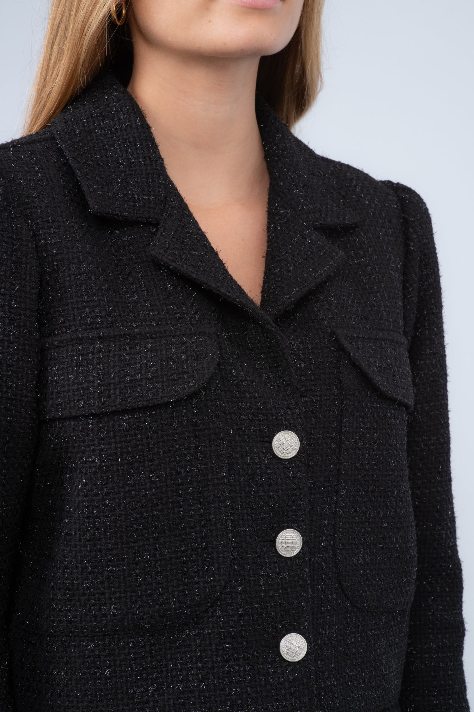 Veste courte en tweed noir - Ava